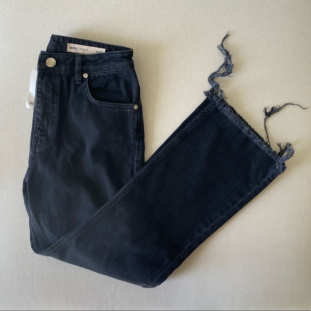 ASOS Denim High Rise Fray Jeans - Picture 3 of 5